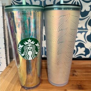 Starbucks Holographic and Matte Mermaid Patterned Tumblers